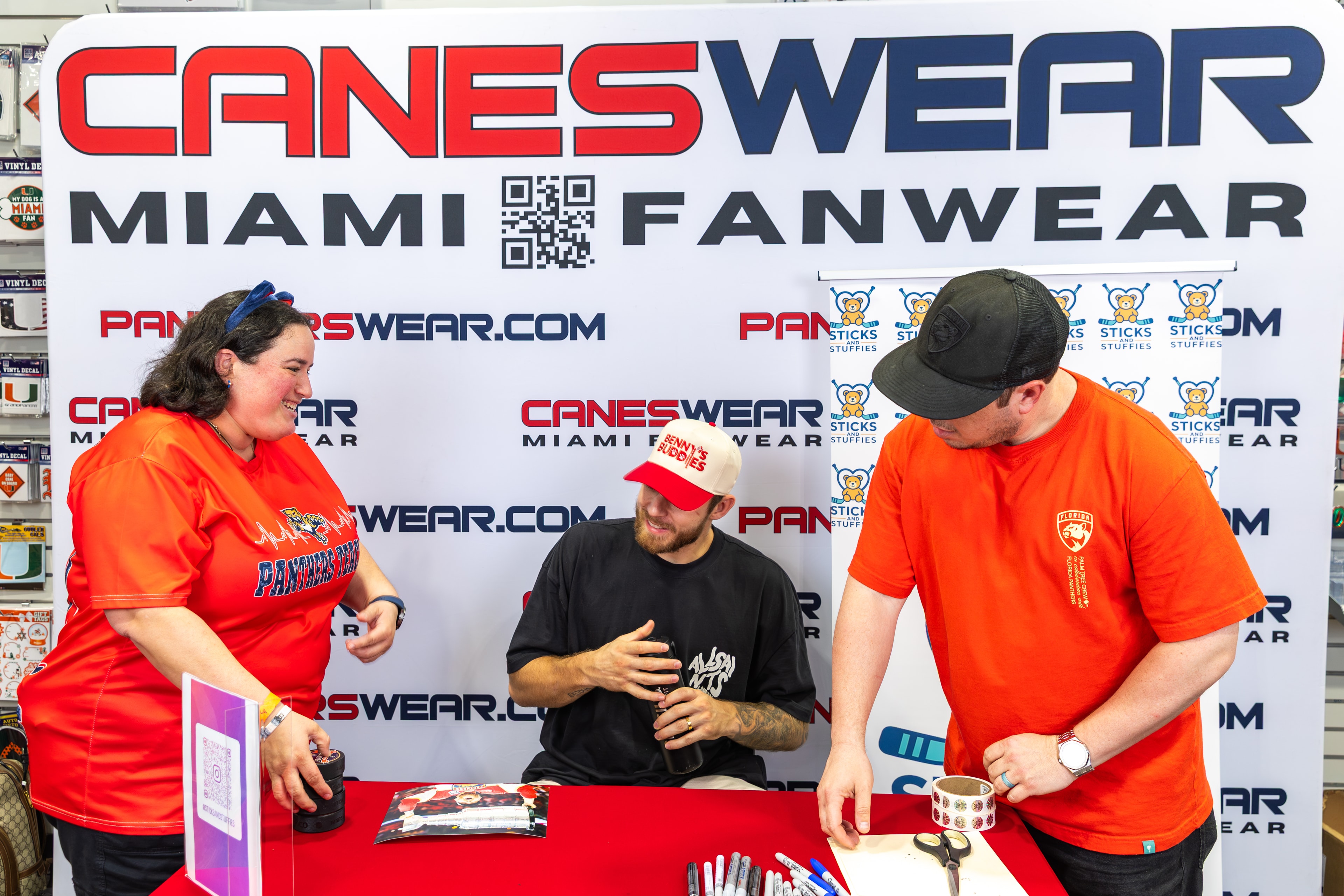 A.J. Greer at the Sticks and Stuffies signing event at CanesWear