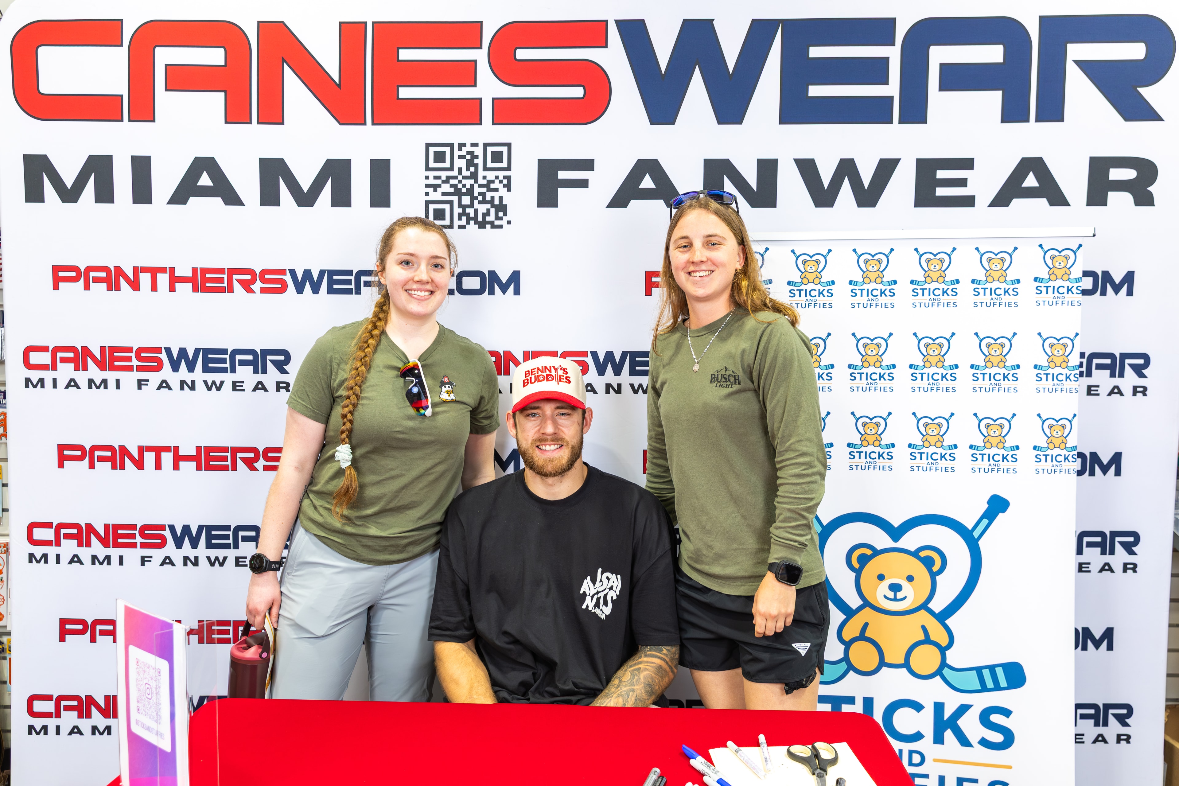 A.J. Greer at the Sticks and Stuffies signing event at CanesWear