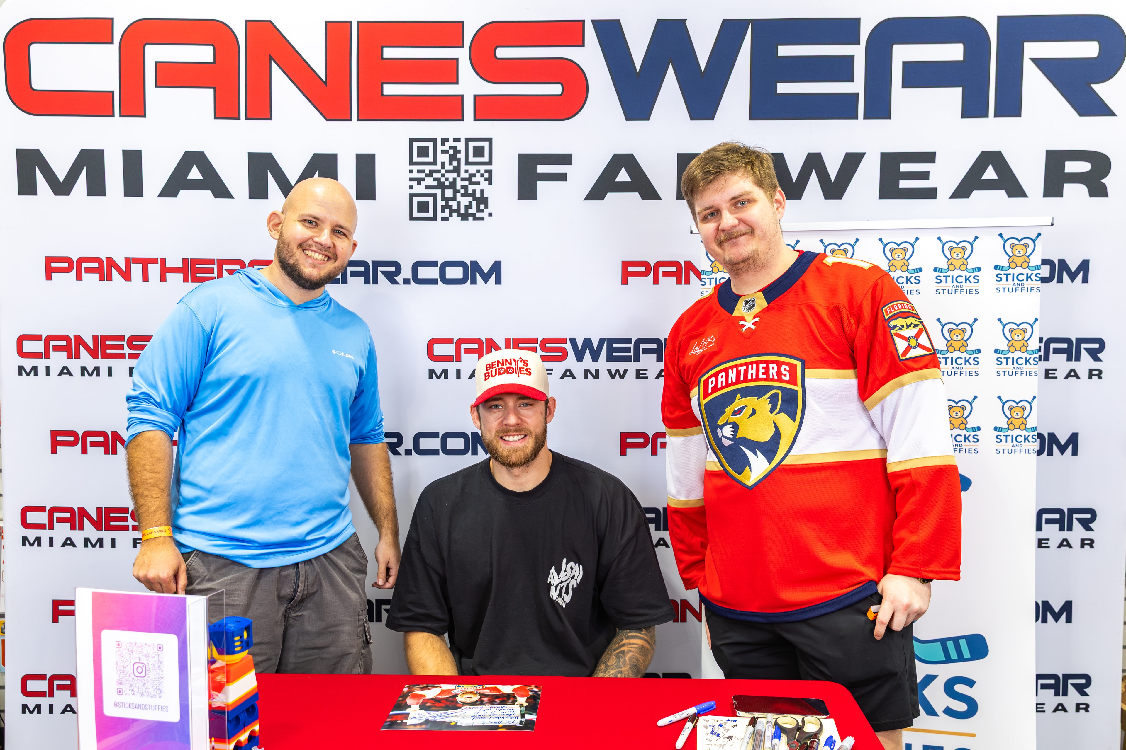 A.J. Greer with fans at the Sticks and Stuffies signing event at CanesWear