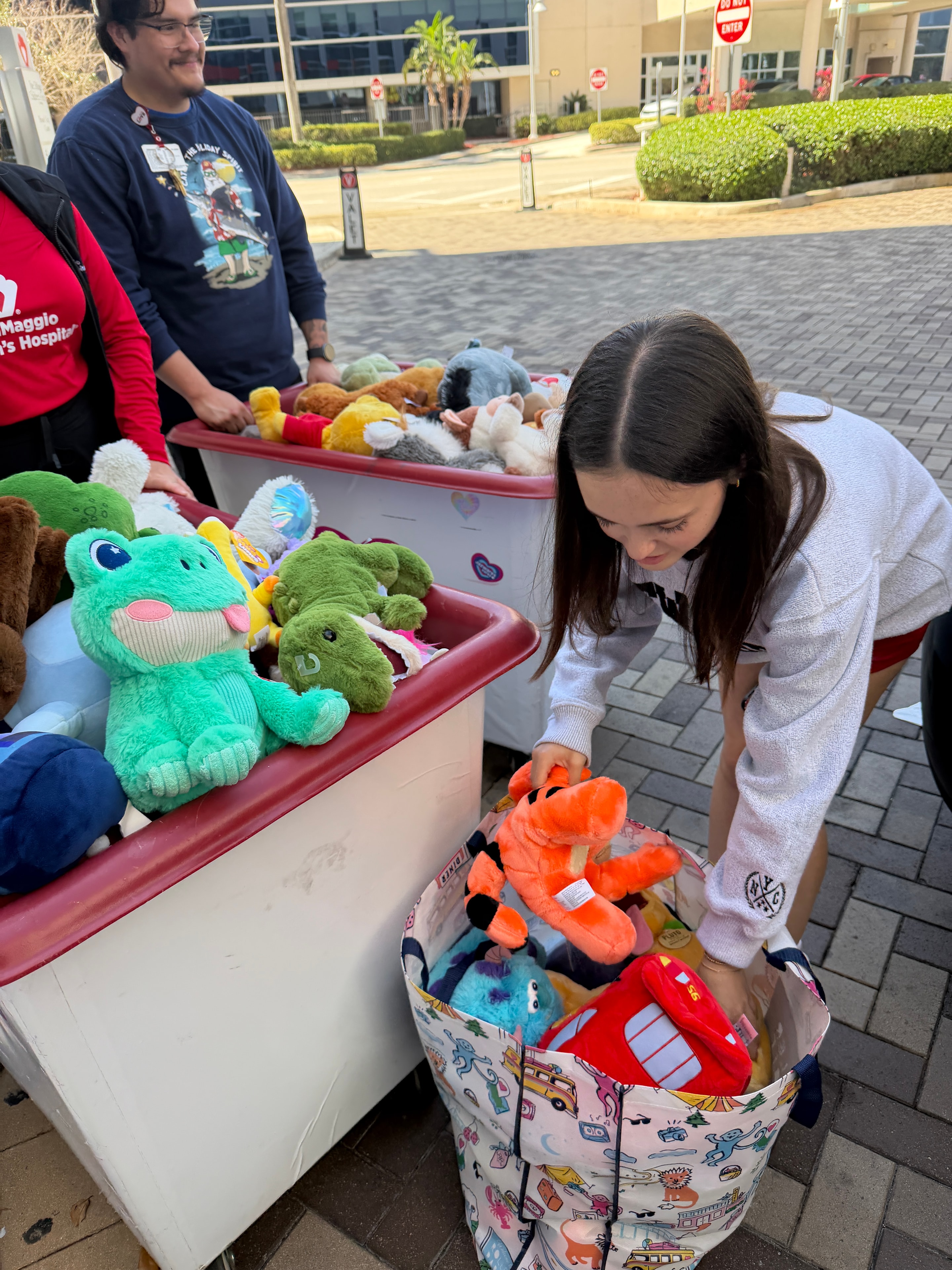 Claire Goodman at Joe DiMaggio Children's Hospital during the stuffed animal donation delivery